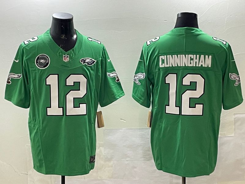 Men Philadelphia Eagles #12 Cunningham Green three generations 2025 Nike Vapor Limited NFL Jersey style 5